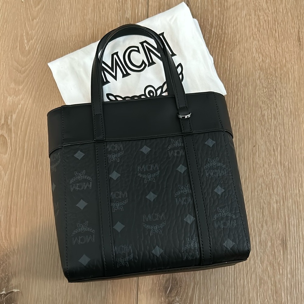 MCM Black Leather Tote Bag